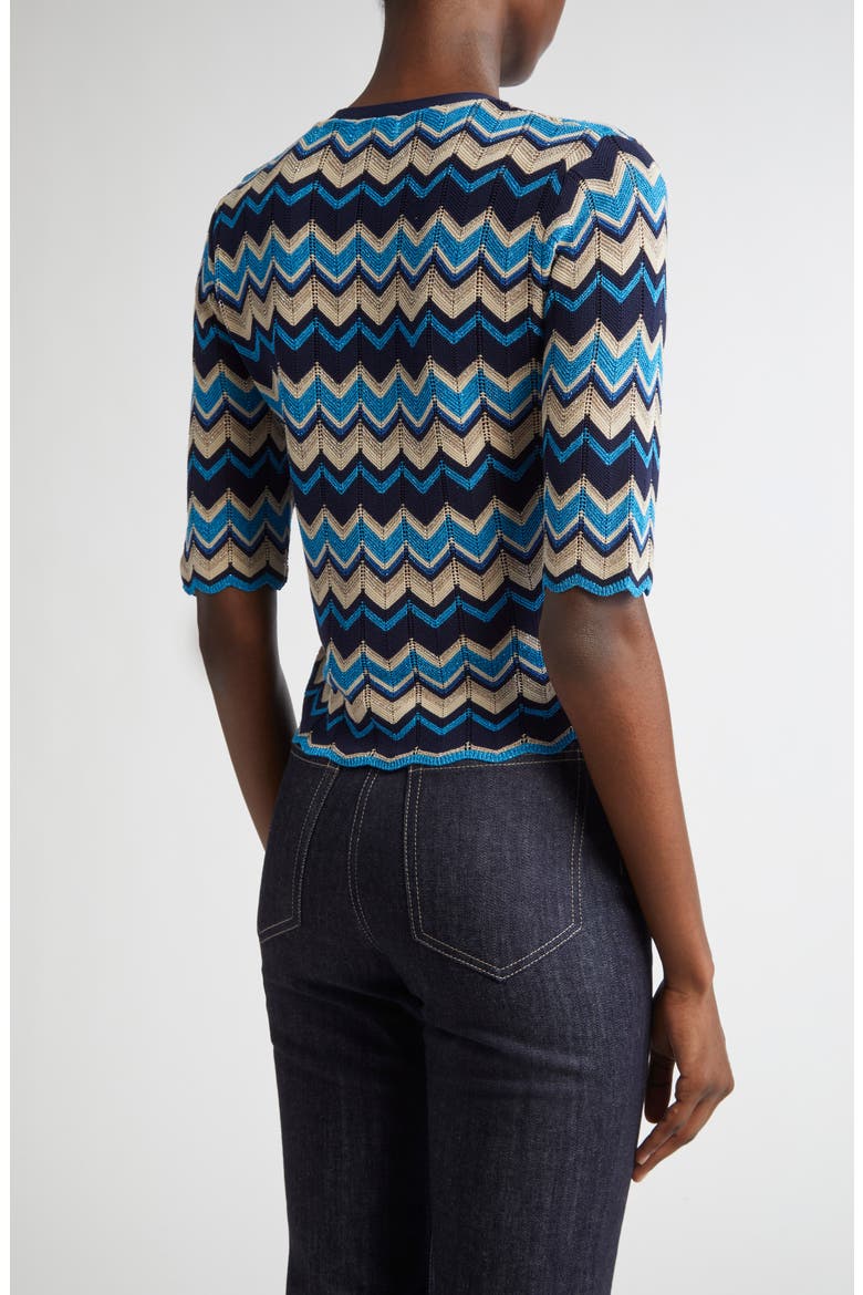 Alec Chevron Metallic Stripe Cotton Blend Cardigan, Alternate, color, SPRING NAVY CHEVRON