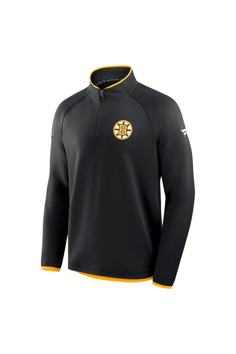 Men's Fanatics Black Boston Bruins Authentic Pro Rink Raglan Quarter-Zip Pullover, Alternate, color, Black
