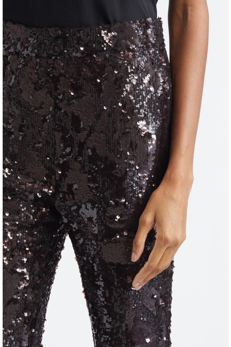 Collier Sequin Skinny Flare Leg Pants, Alternate, color, DARK CURRANT
