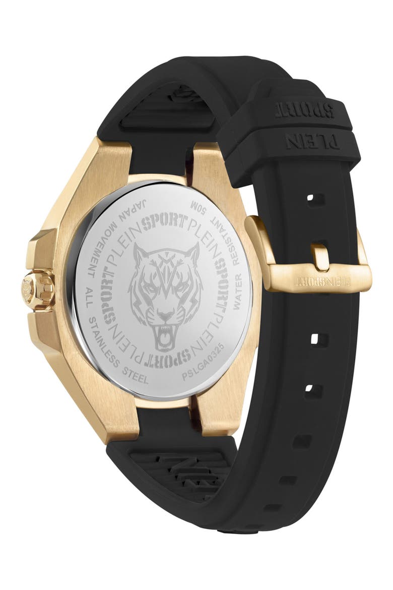 Tigermaster Pro Three Hand Quartz Silicone Strap Watch, 47mm, Alternate, color, GOLD