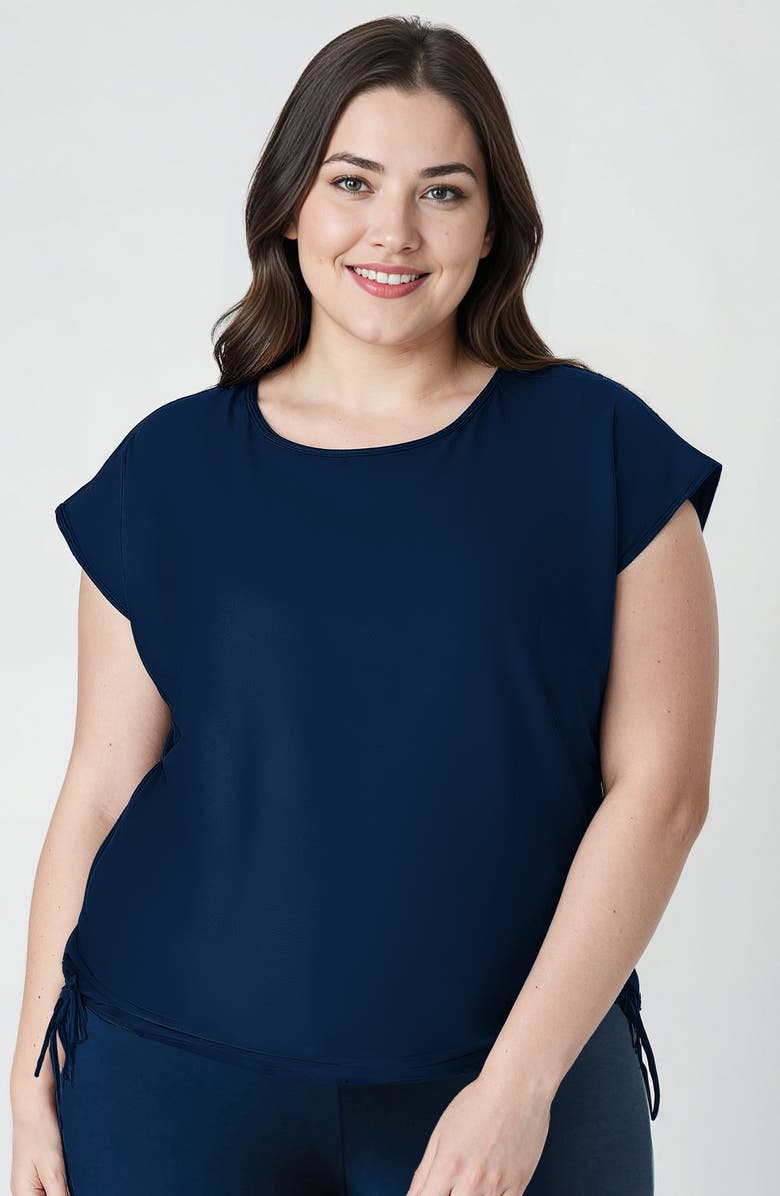 Calypsa Plus Size Daphne Loose Fit Swim Top, Main, color, Navy