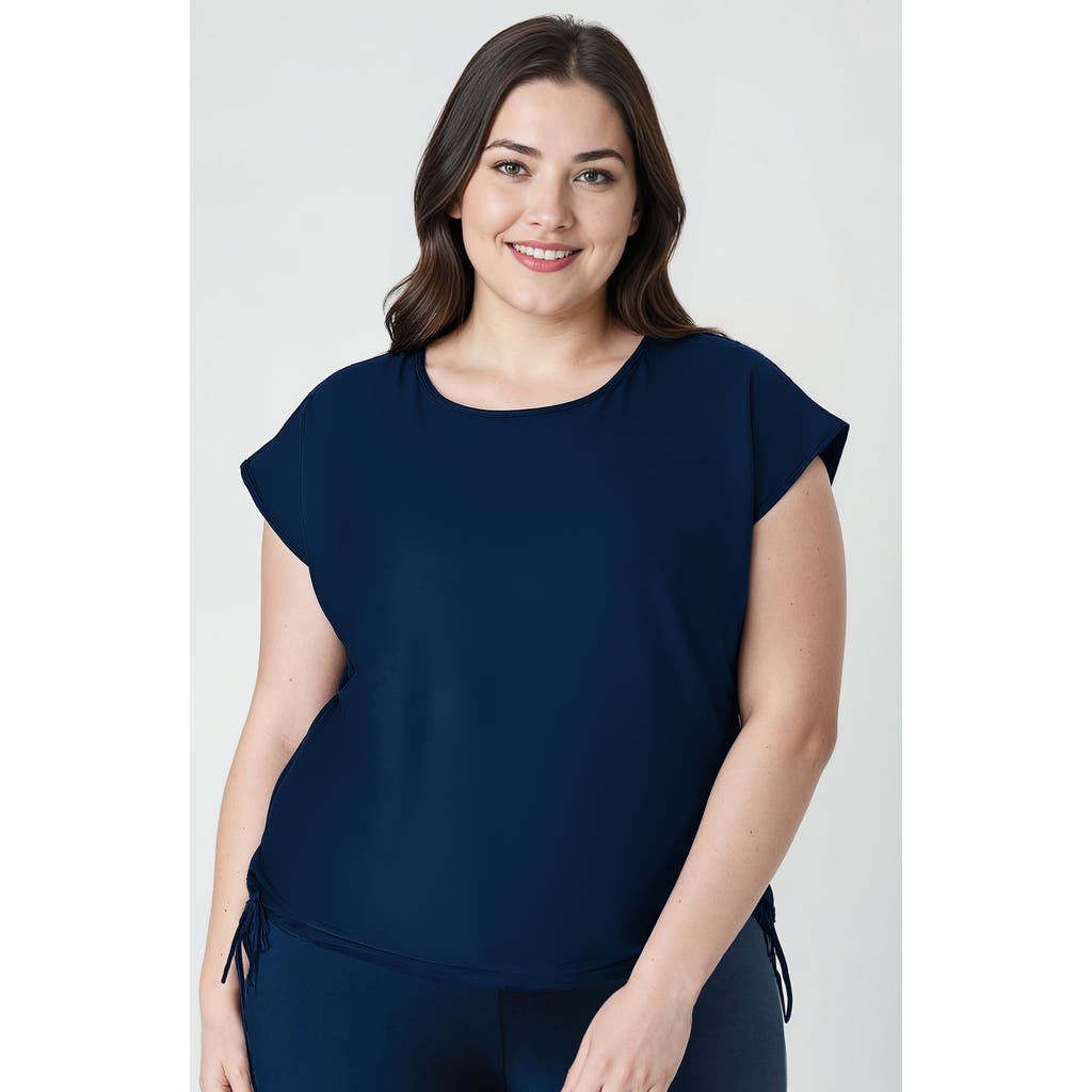 Calypsa Plus Size Daphne Loose Fit Swim Top In Blue