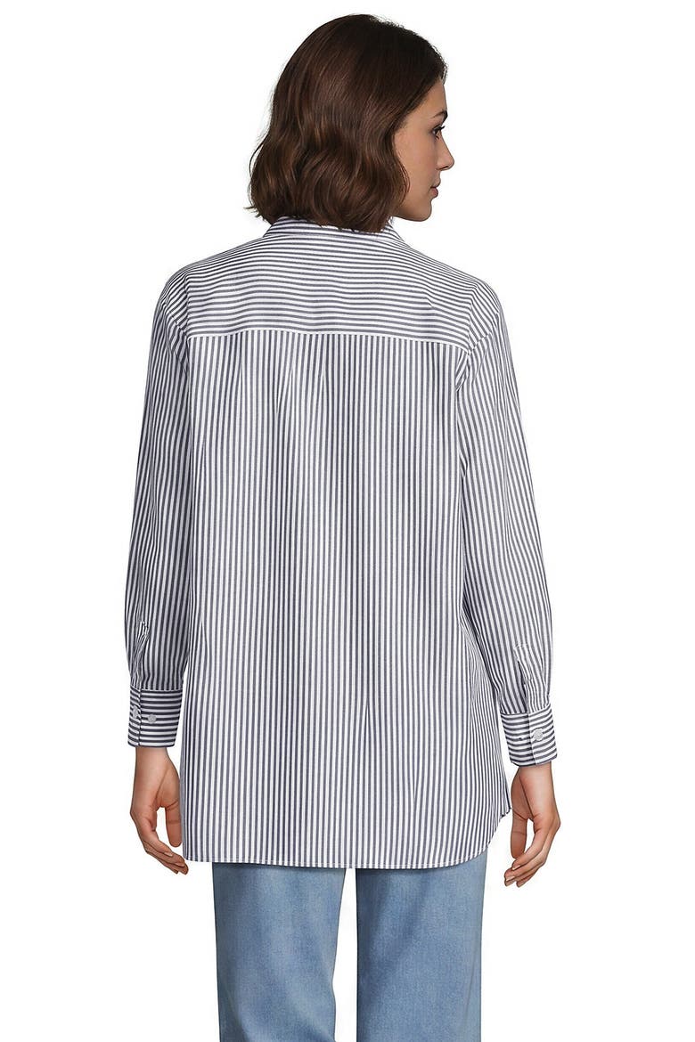 No Iron Oversized Poplin Extra Long Tunic, Alternate, color, Forest Moss/White Stripe