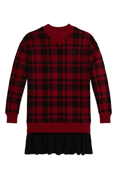 Kids' Mixed Media Long Sleeve Dress (Big Kid)