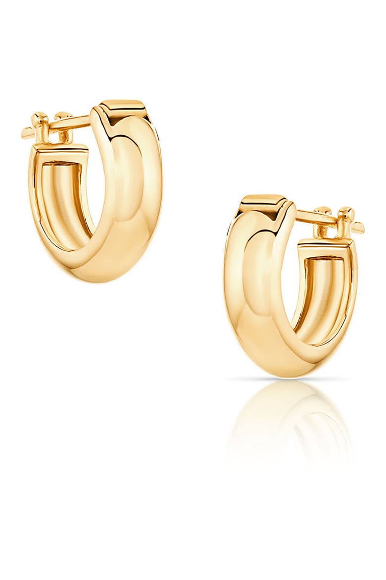 Vince Huggie Hoop Earrings, Main, color, 14K GOLD PLATED
