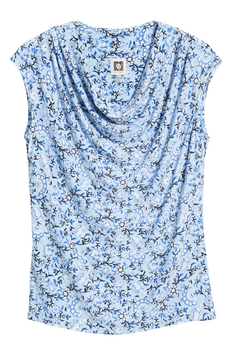 Anne Klein Floral Cowl Neck Cap Sleeve Top, Alternate, color,