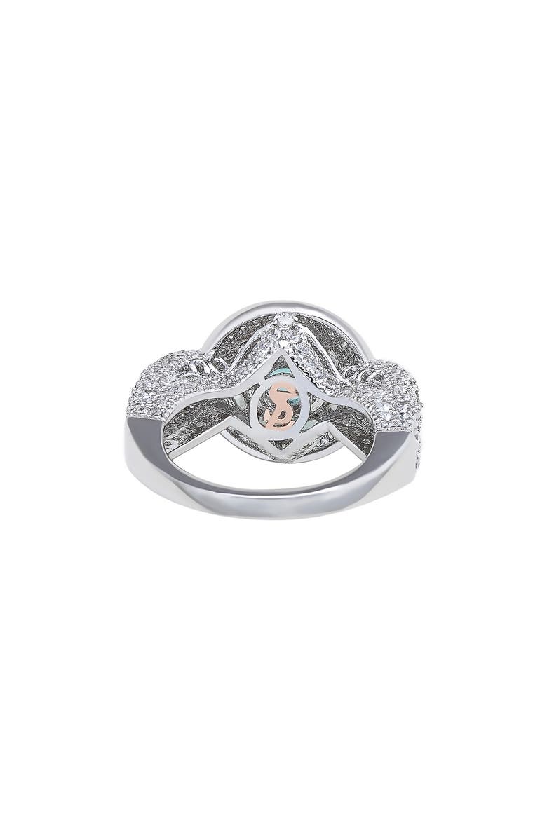 Sterling Silver Cubic Zirconia Halo Ring, Alternate, color, AQUA
