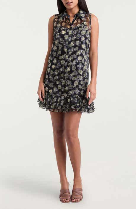 Cinq à Sept Brisbane Tossed Poppies Floral Print Silk Chiffon Minidress