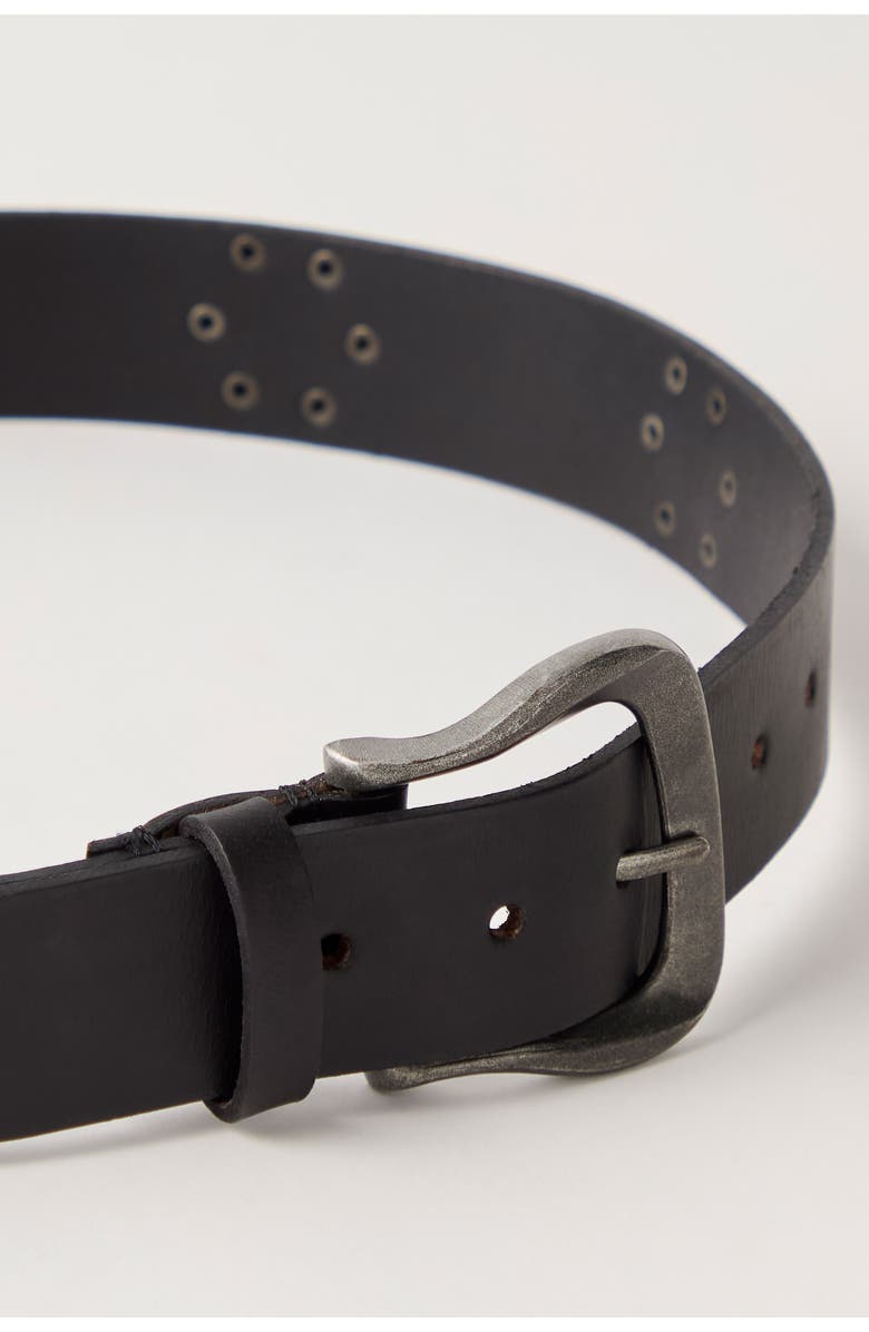 Free People Sonny Stud Leather Belt, Alternate, color, Midnight Hour