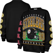 '47 Women's '47  Black Pittsburgh Steelers Go Big Oversized Pullover Sweatshirt