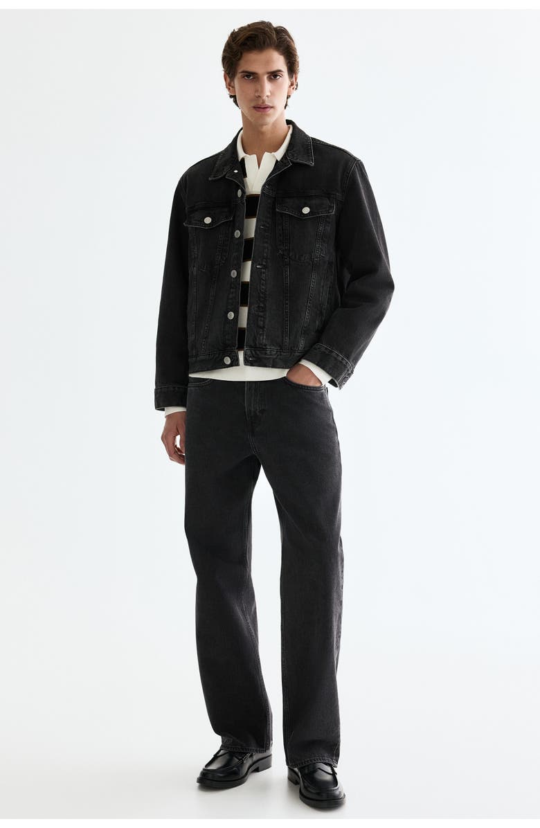 H&M Denim Trucker Jacket, Alternate, color, Black