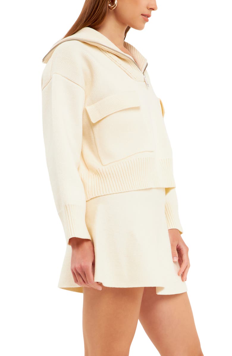 English Factory Zip Collar Sweater, Alternate, color, 