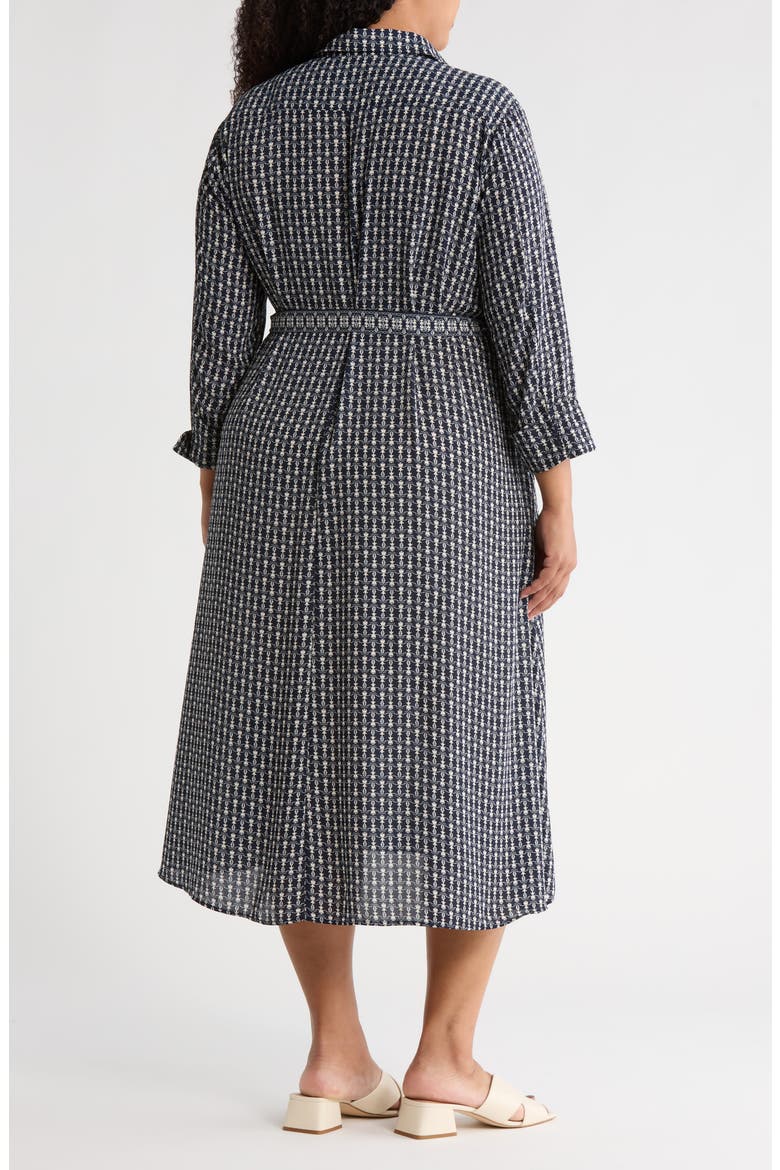 Tie Waist Long Sleeve Maxi Shirtdress, Alternate, color, NAVY BULB VINES