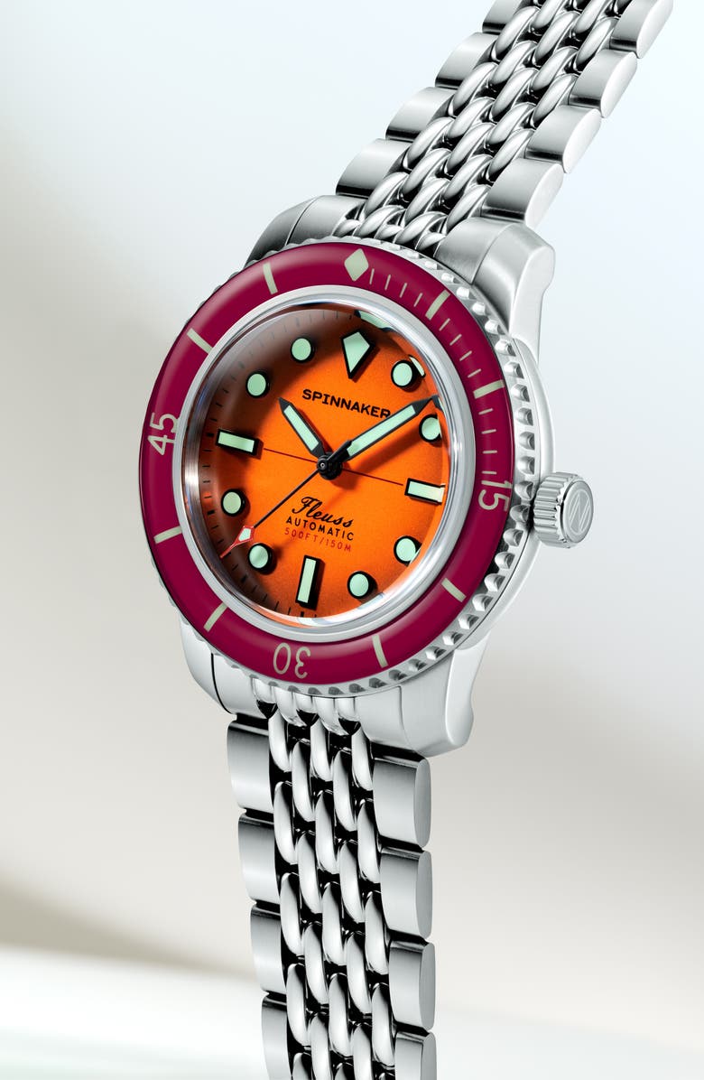 SPINNAKER Fleuss 40 Sunset Amber Automatic Bracelet Watch, 40mm, Alternate, color, 