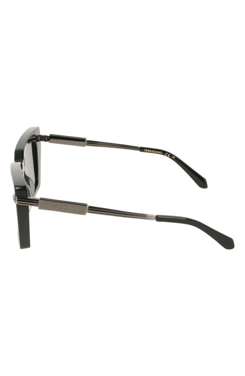FERRAGAMO 52mm Rectangular Sunglasses, Alternate, color, Black