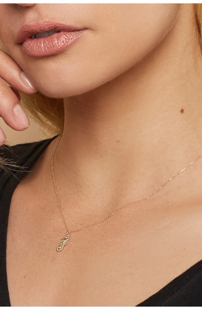 Oradina 14K Yellow Gold Seahorse Pendant Necklace, Alternate, color, Yellow Gold