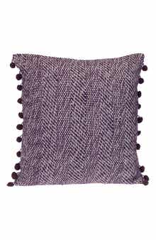 PARKLAND COLLECTION Pom Pom Trim Square Accent Pillow
