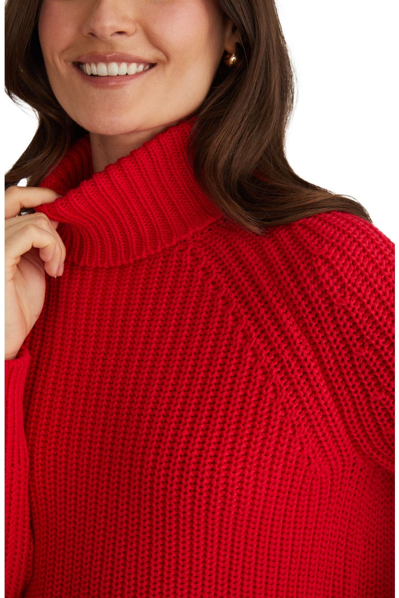 Stella Cotton Turtleneck Sweater, Alternate, color, CHERRY RED