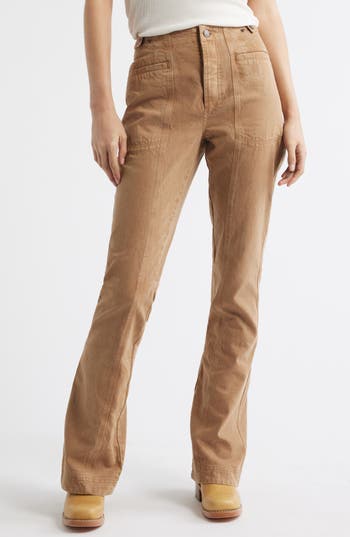 Free People High Waist Bootcut Jeans In Brown