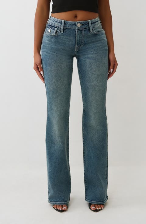 Becca Mid Rise Flap Pocket Bootcut Jeans (Medium Salted Caramel)