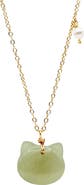 seree Choupette Cat green jade pendant necklace