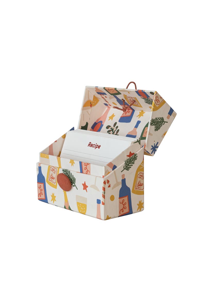 Printed Paper Recipe Box with 36 Recipe Cards, Multicolor, Main, color, Multicolor