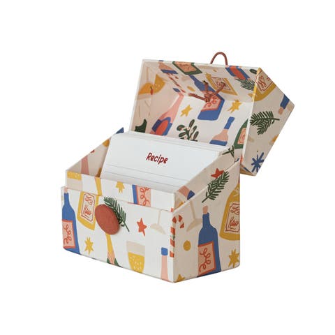 Printed Paper Recipe Box with 36 Recipe Cards, Multicolor