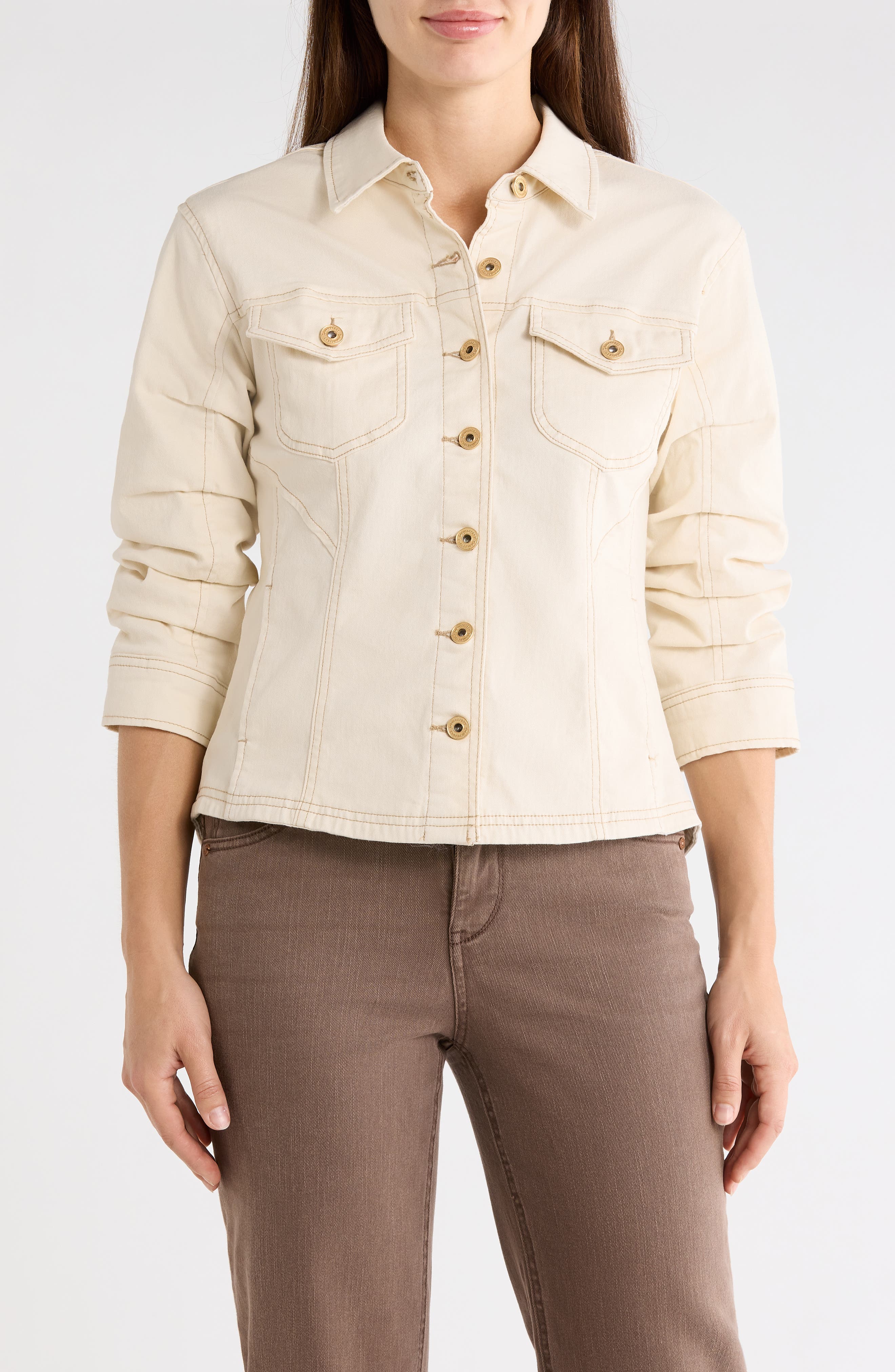 Cinch Sleeve Denim Jacket - image 3