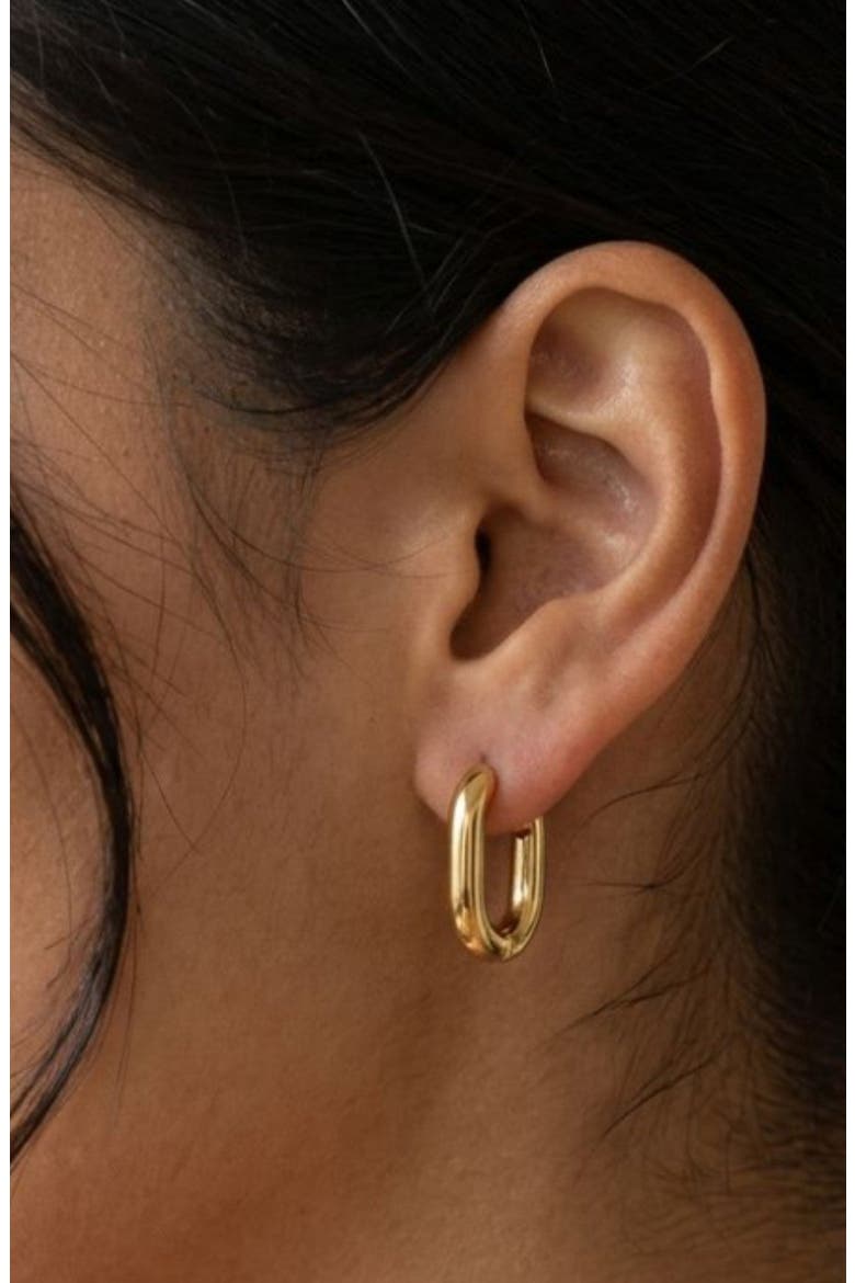 Halo Oval Hoop Earrings, Alternate, color, Gold