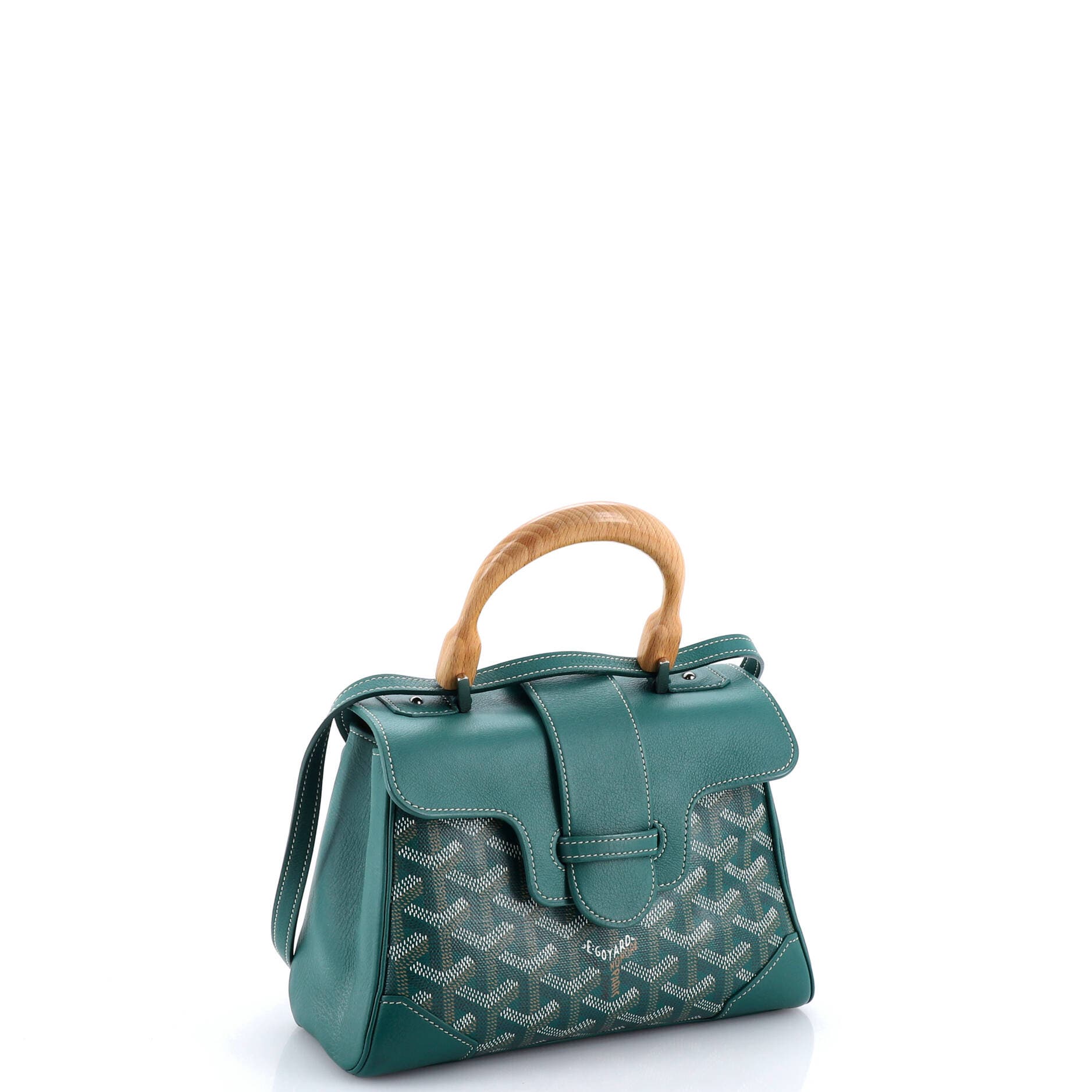 Pre-Owned Goyard Saigon Top Handle Bag Coated Canvas with Leather Mini, Alternate, color, Green