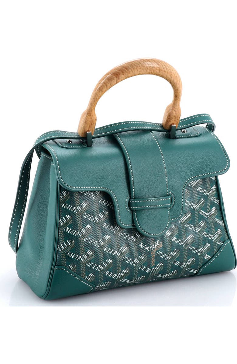 Pre-Owned Goyard Saigon Top Handle Bag Coated Canvas with Leather Mini, Alternate, color, Green