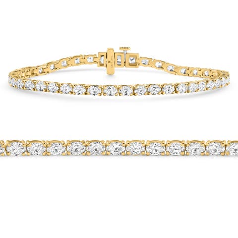 4.5Ct Oval Cut Diamond Tennis Bracelet 7" 14k Gold Lab Grown