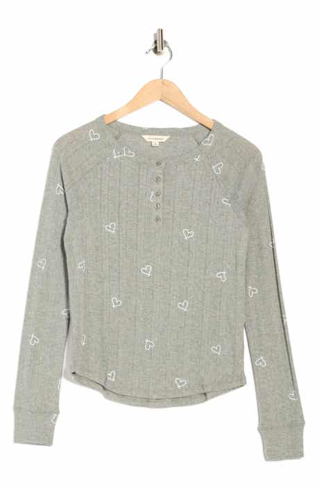 Lucky Brand Heart Print Pointelle Henley