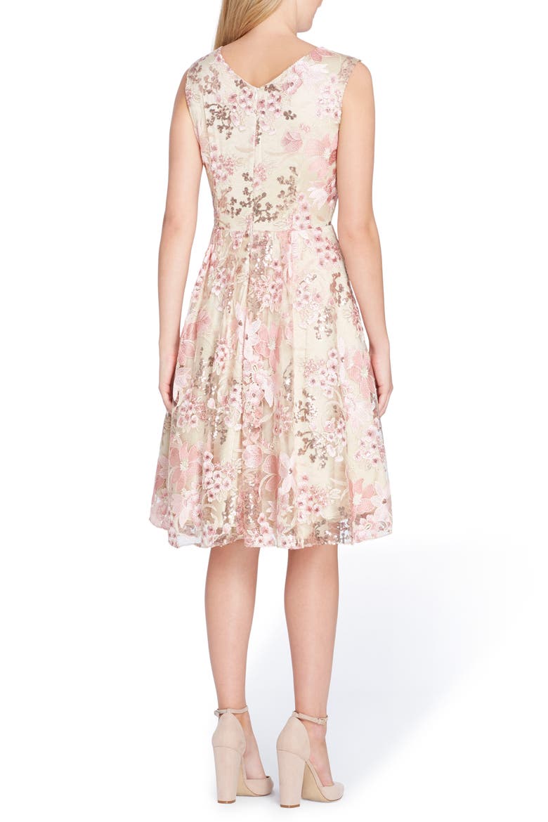Sleeveless Embroidery Fit & Flare Dress, Alternate, color, NUDE/ TEA ROSE/ BLUSH