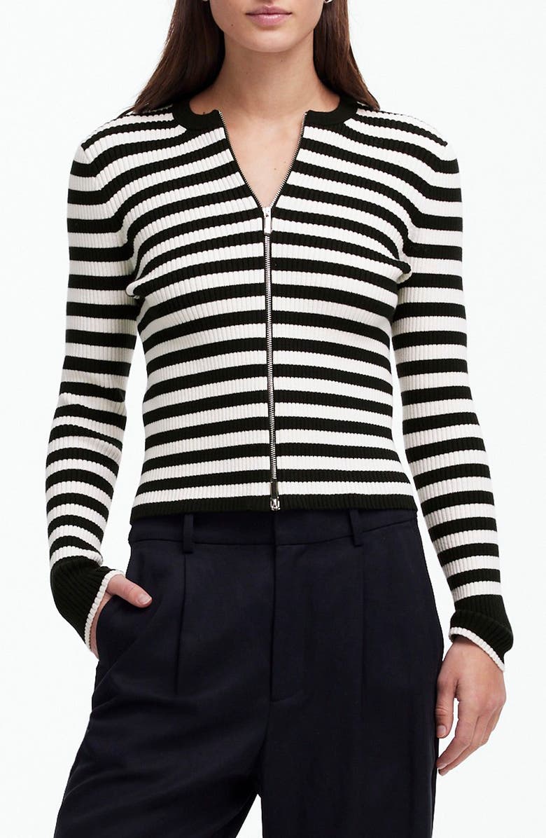 Madewell Stripe Zip Front Cardigan, Main, color,