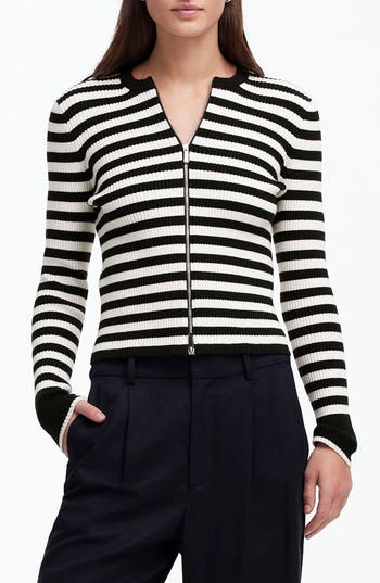 Madewell Stripe Zip Front Cardigan