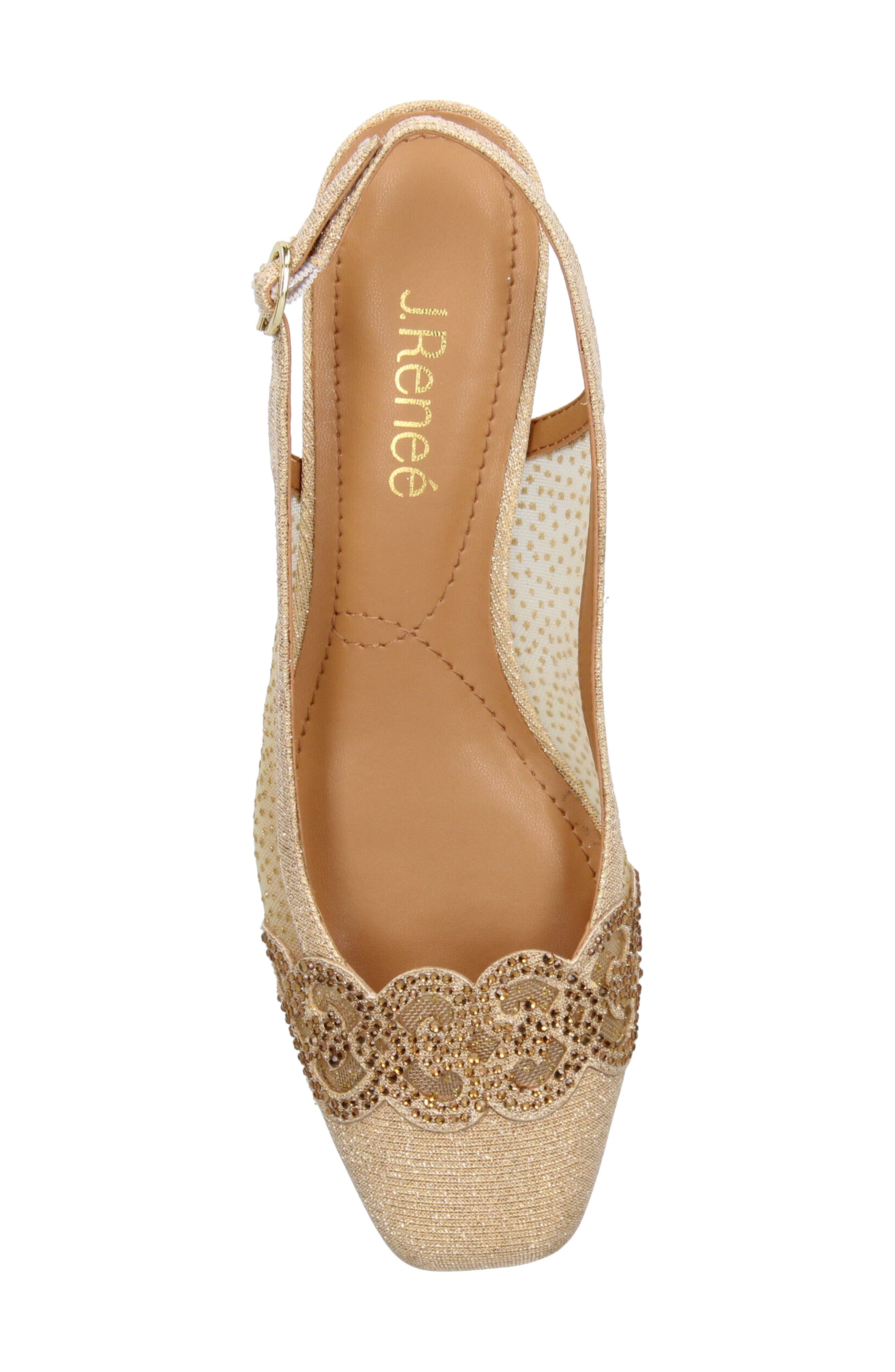 Faleece Crystal Embellished Slingback Pump, Alternate, color, GOLD
