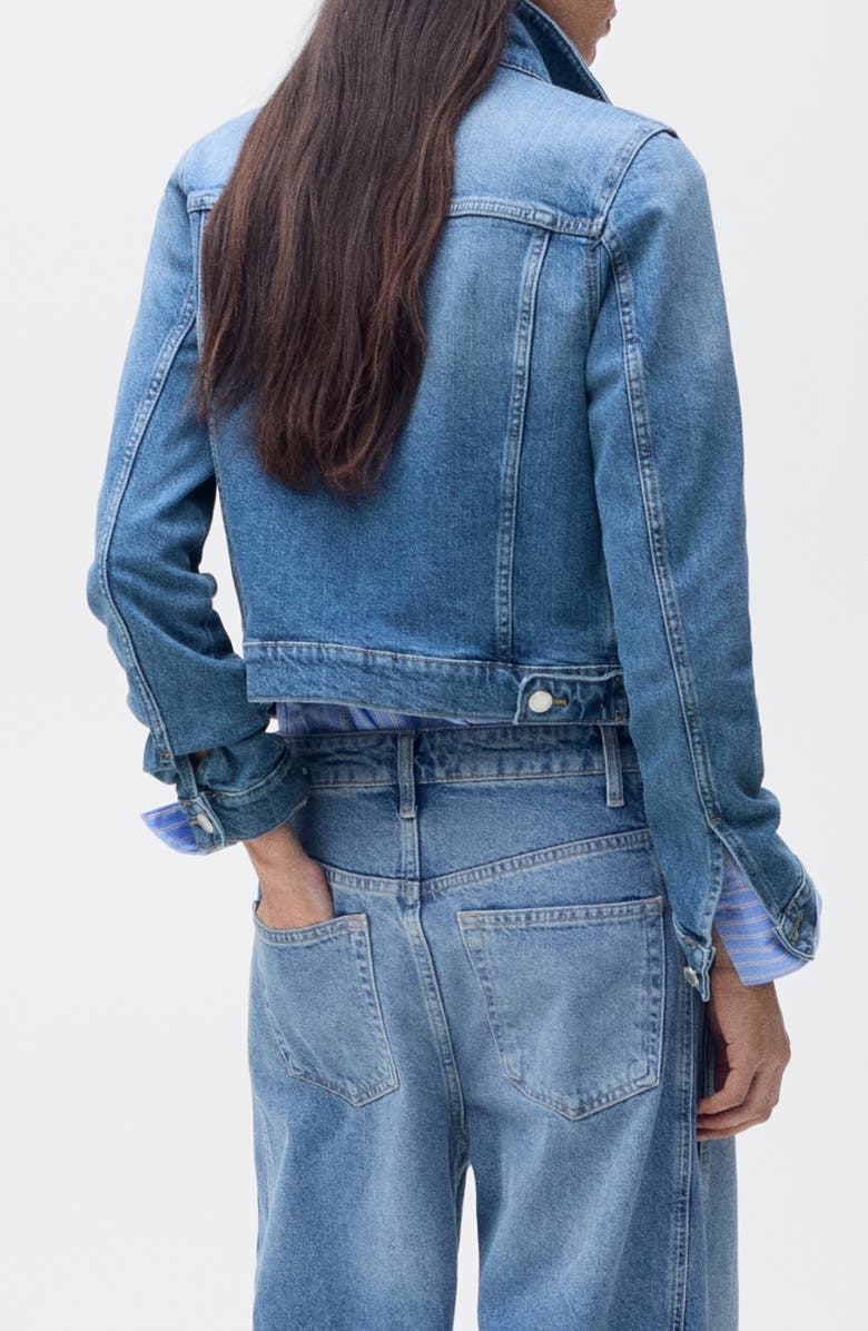 MANGO Crop Denim Trucker Jacket, Alternate, color,
