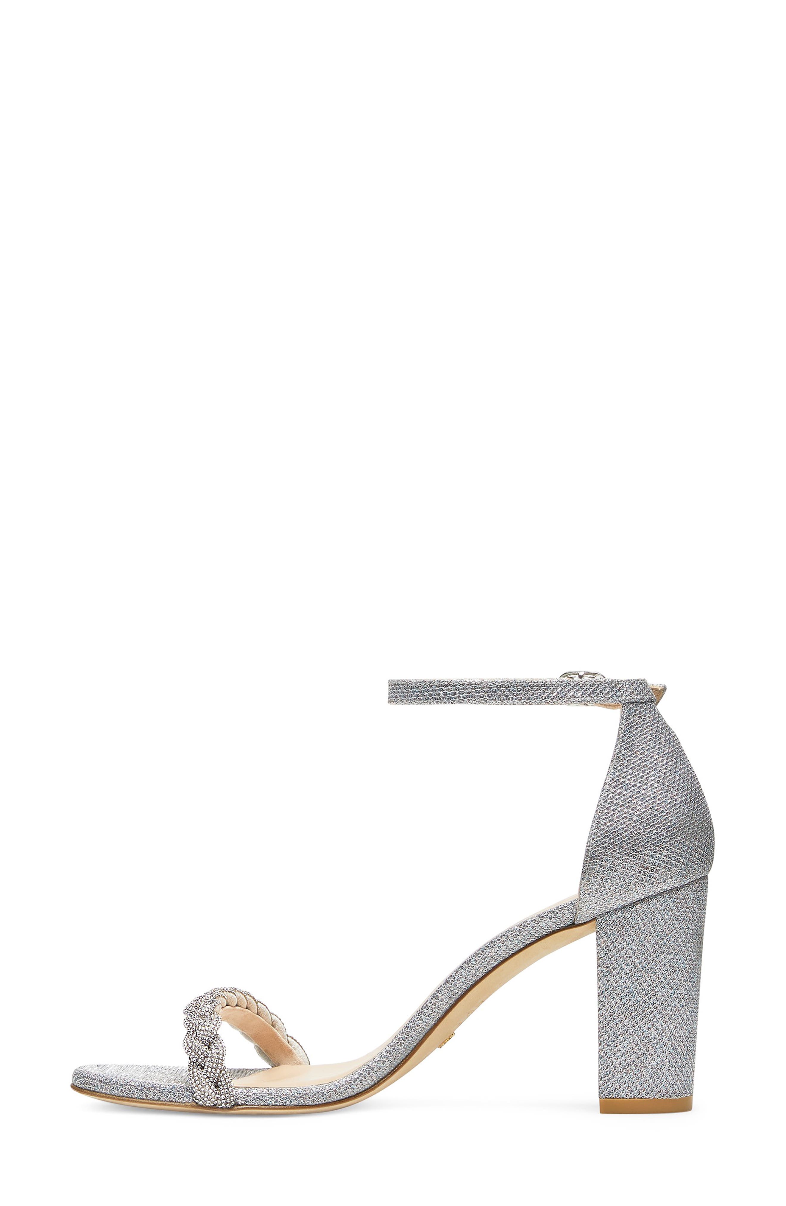 Stuart Weitzman NearlyNude High Shine Ankle Strap Sandal, Alternate, color, 