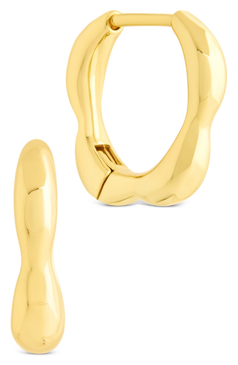 Sterling Forever Aileen Molten Micro Hoop Earrings, Main, color, Gold