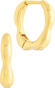 Sterling Forever Aileen Molten Micro Hoop Earrings