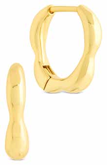 Sterling Forever Aileen Molten Micro Hoop Earrings