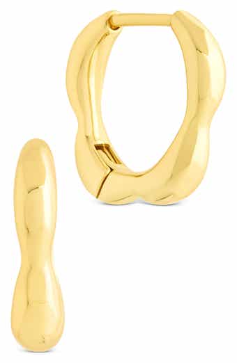 Sterling Forever Aileen Molten Micro Hoop Earrings