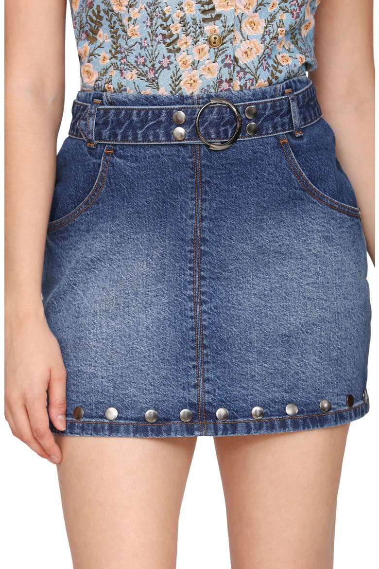 Belted Stud Miniskirt, Alternate, color, SCOOTER WASH