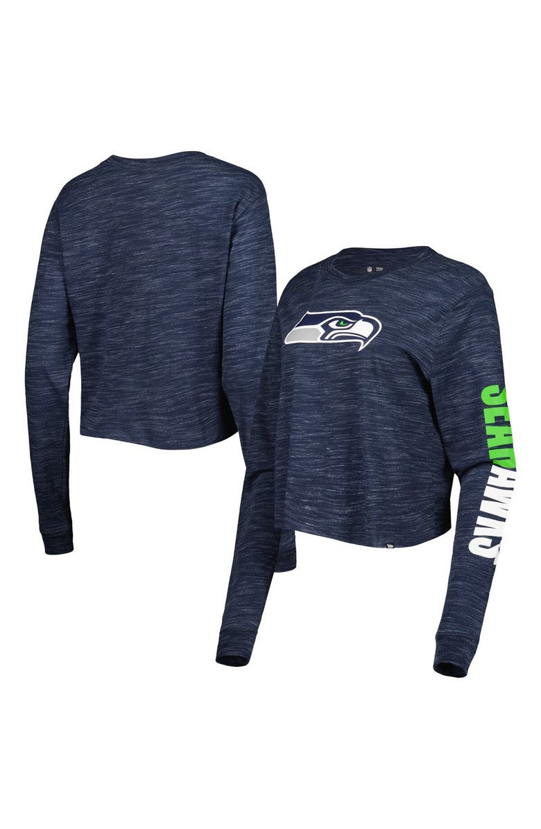 New Era Women's New Era College Navy Seattle Seahawks Crop Long Sleeve T-Shirt, Main, color, Navy