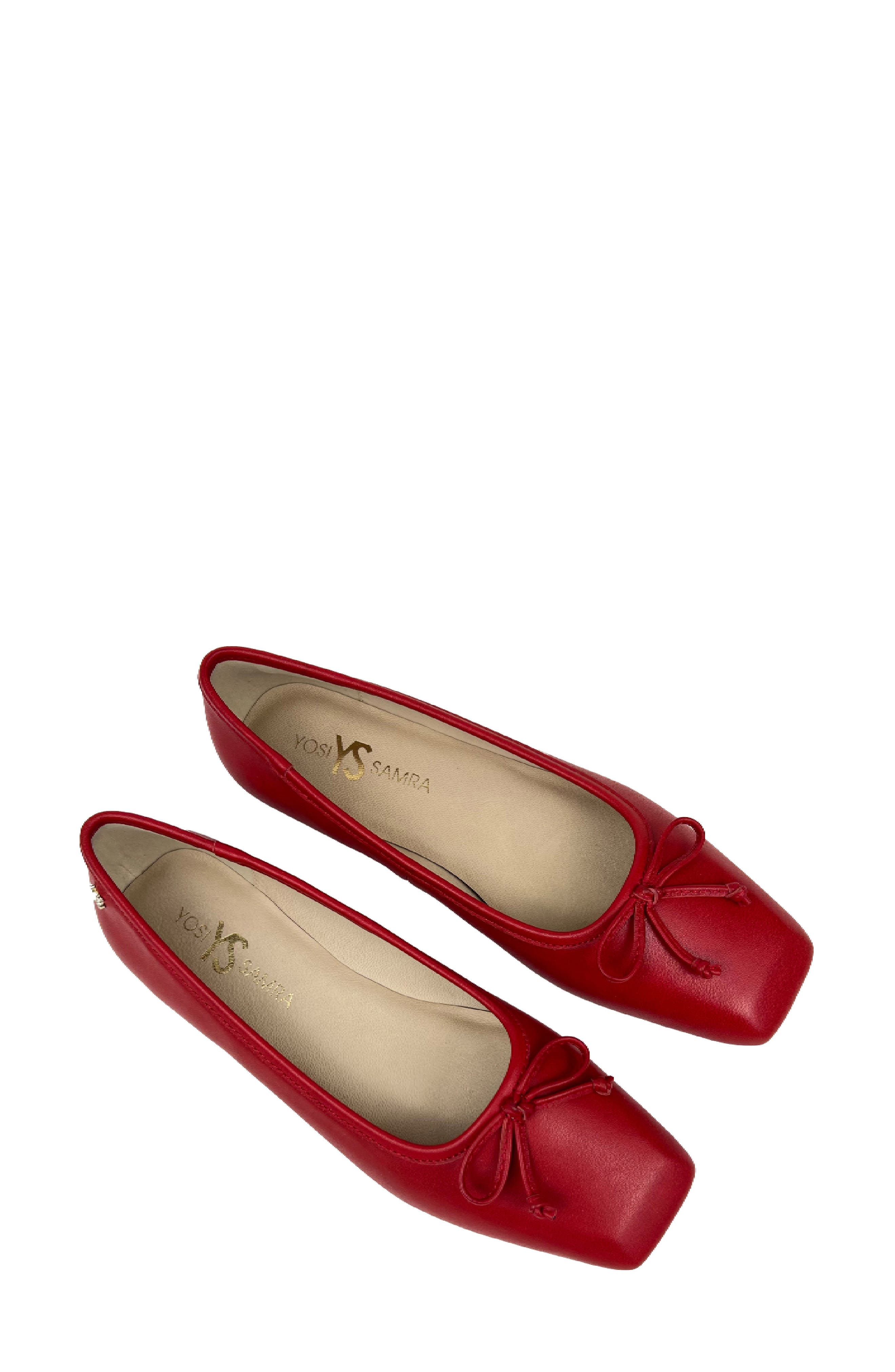 Yosi Samra Cara Square Toe Ballet Flat, Main, color, Red