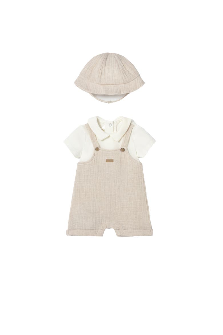Romper & Hat Set, Main, color, Beige