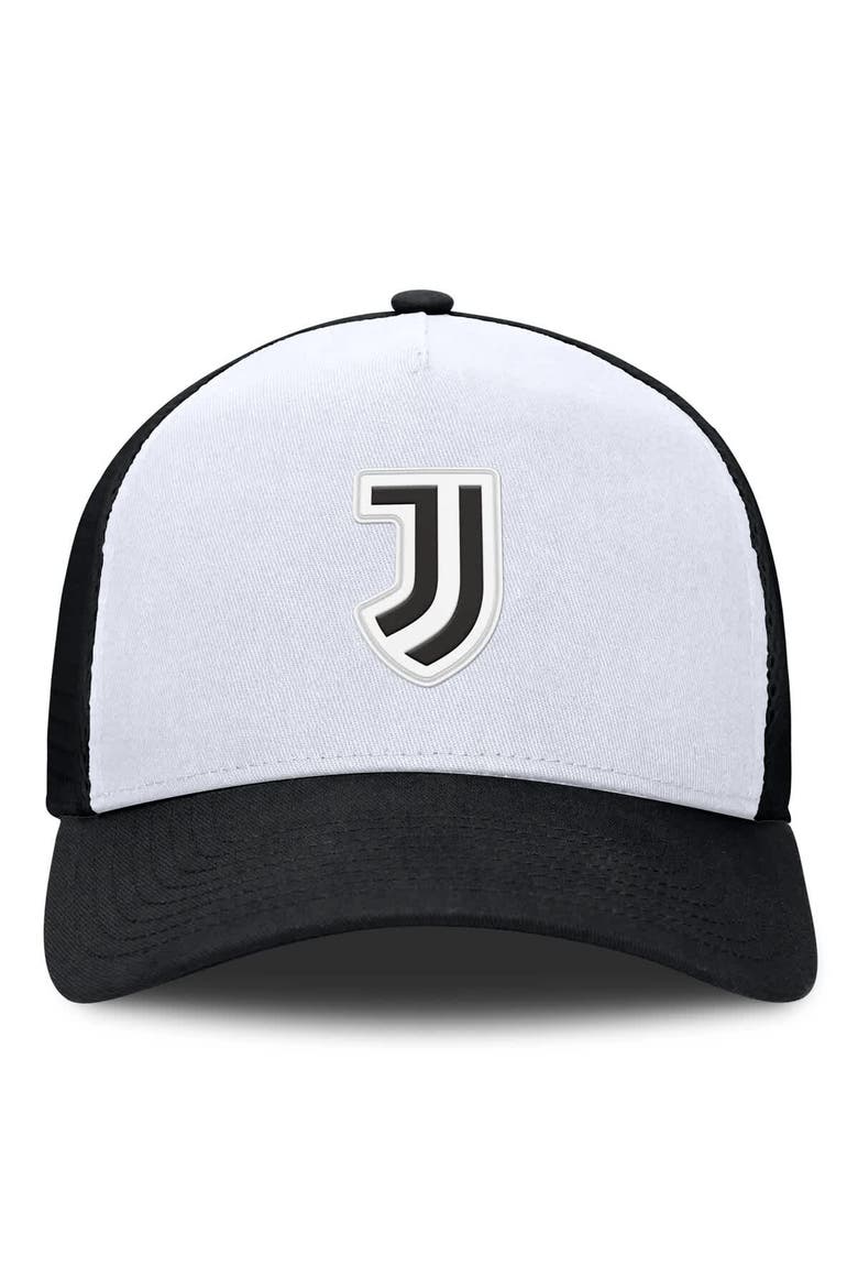 Men's Fanatics White/Black Juventus Clash A-Frame Trucker Adjustable Hat, Alternate, color, White
