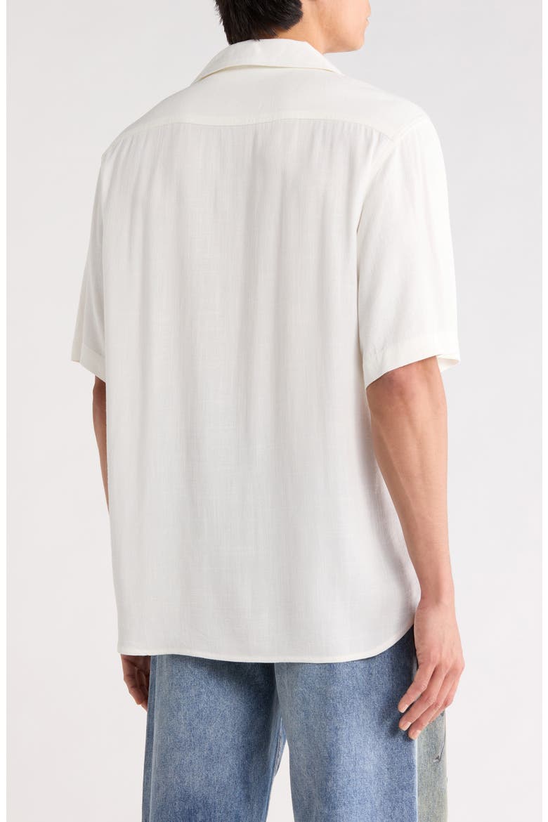 Tomorrow Has Already Spoken Embroidered Camp Shirt, Alternate, color, BONE
