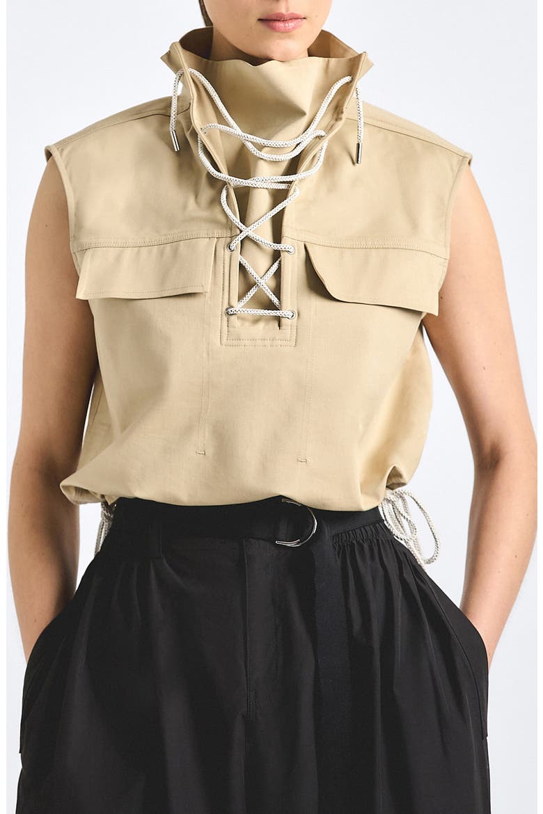Solara Stretch Sleeveless Anorak Top, Main, color, SAFARI